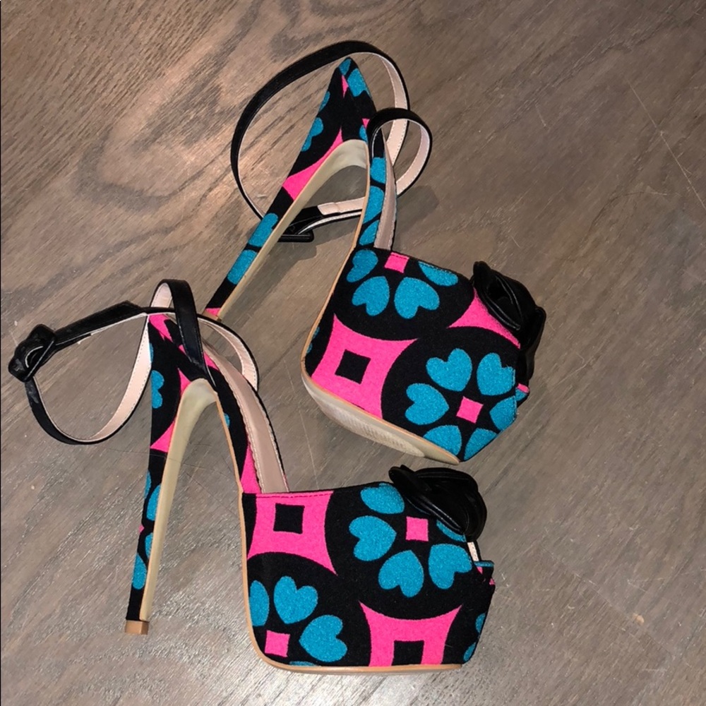 HOT PINK and TEAL bow tie heel